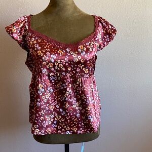 love, Fire Burgundy Floral Blouse